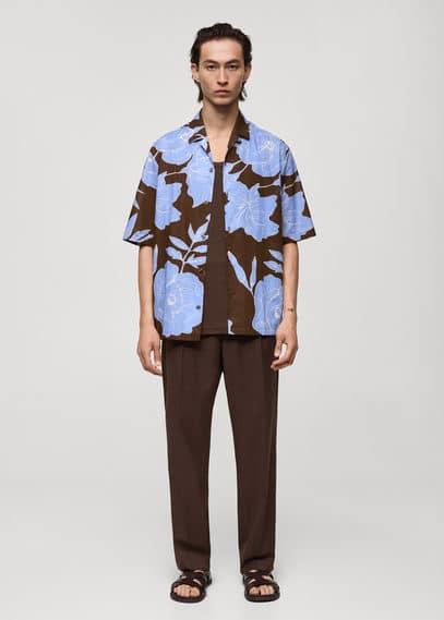 MANGO MAN - Regular-fit printed cotton shirt brownMen Product Image