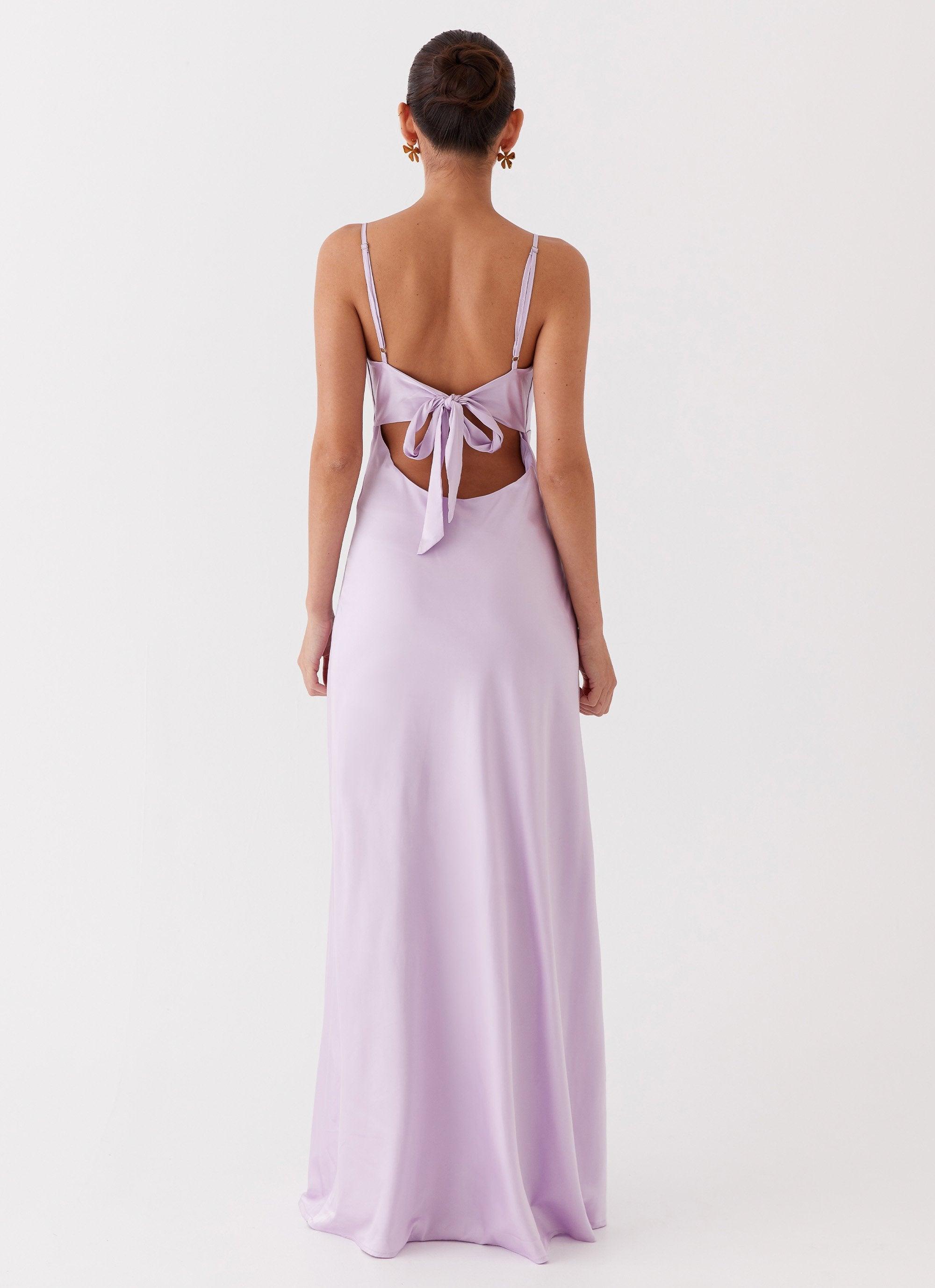 Flora Satin Maxi Dress - Lilac Product Image