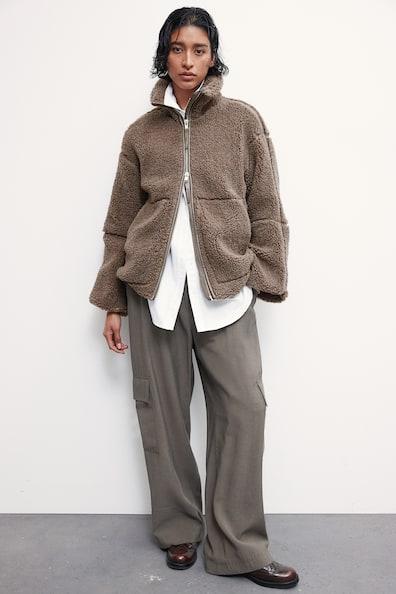 Loose-Fit Teddy Fleece Jacket Product Image