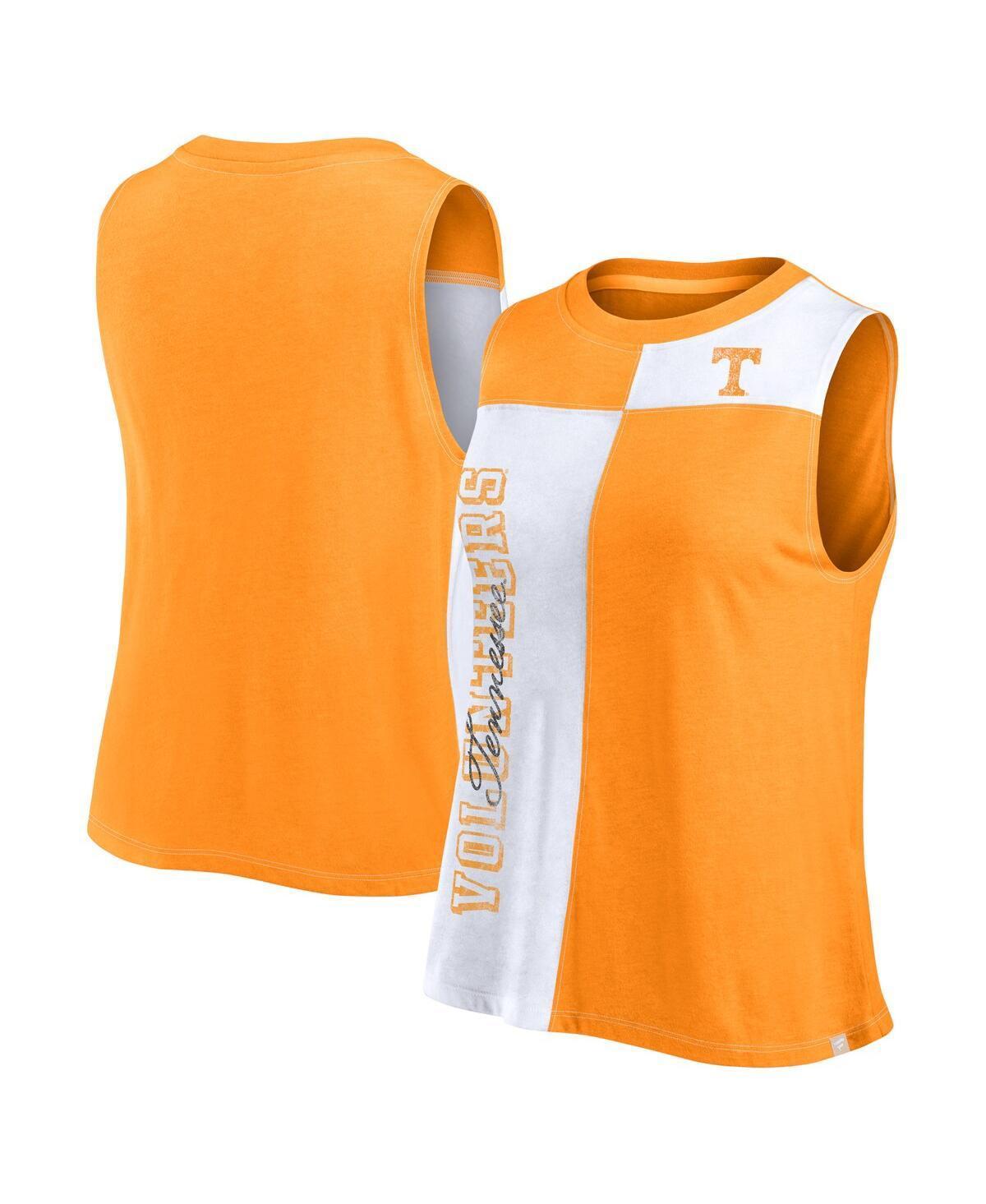 Fanatics Womens Orange Tennessee Volunteers Colorblock High Neck Tank Top - Tennessee Orange, White Product Image