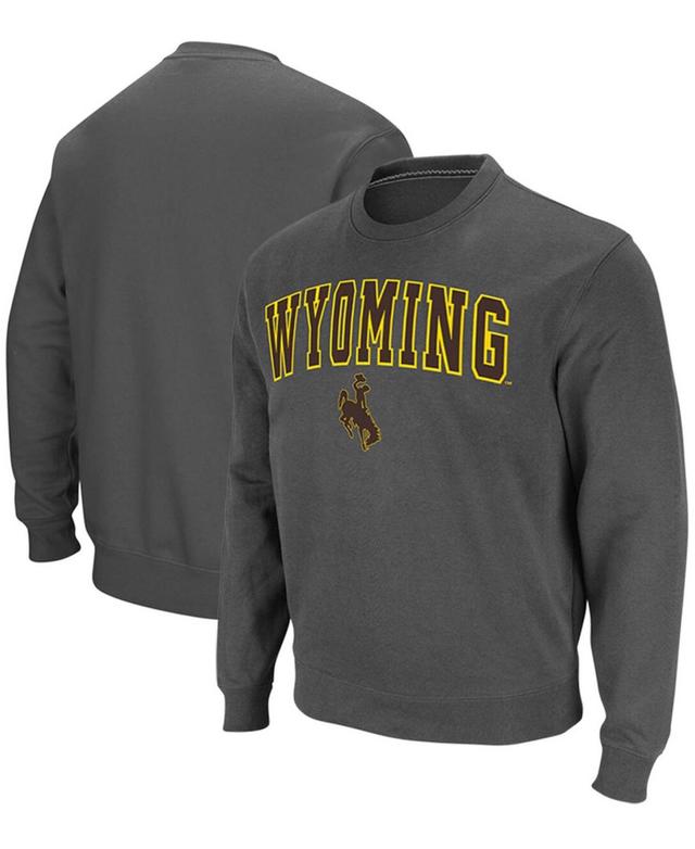 Mens Colosseum Charcoal Wyoming Cowboys Arch & Logo Tackle Twill Pullover Sweatshirt Product Image