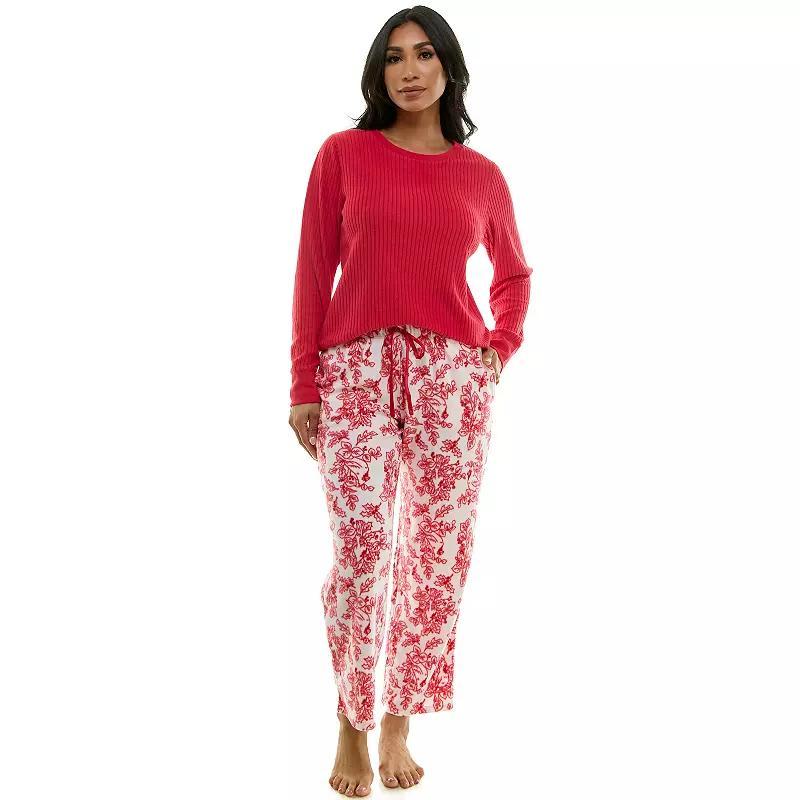 Petite Croft & Barrow 2-pc. Long Sleeve Pajama Top & Pajama Pants Sleep Set, Womens Product Image