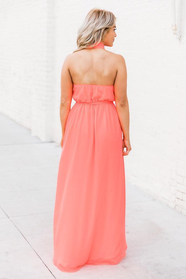 Tell Me About It Bright Coral Maxi Dress FINAL SALE Product Image