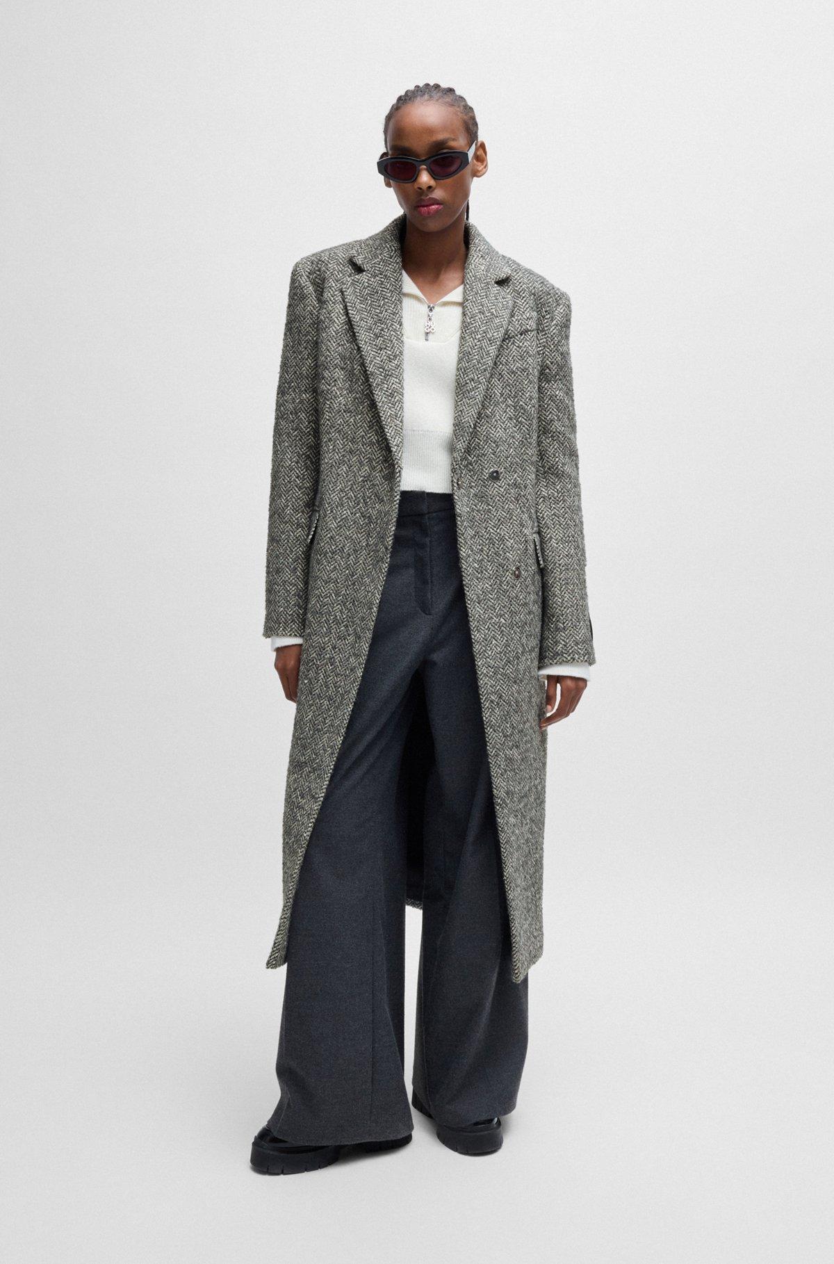 Regular-fit coat with herringbone structure Product Image