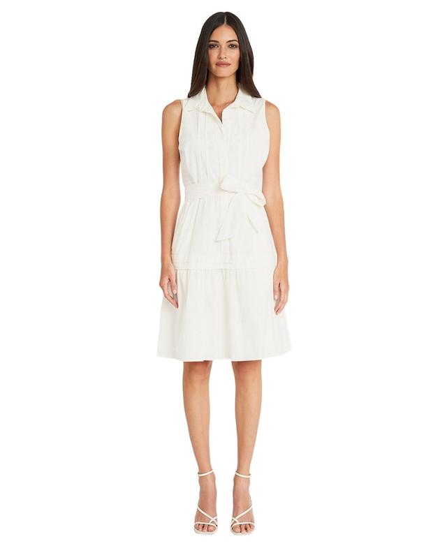 Maggy London Womens Tie-Waist Pintuck Shirtdress Product Image