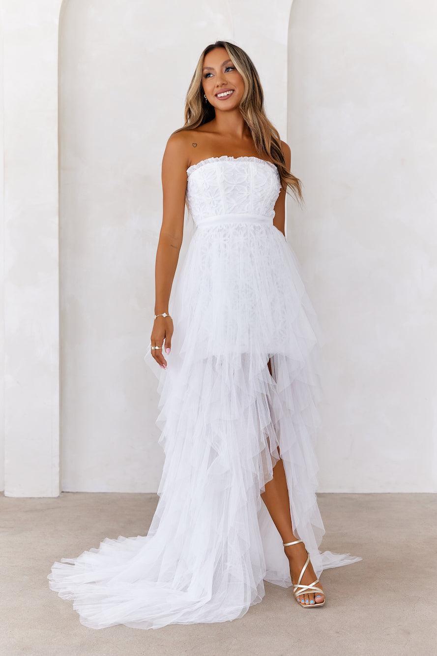 All The Attention Tulle Maxi Dress Off White Product Image