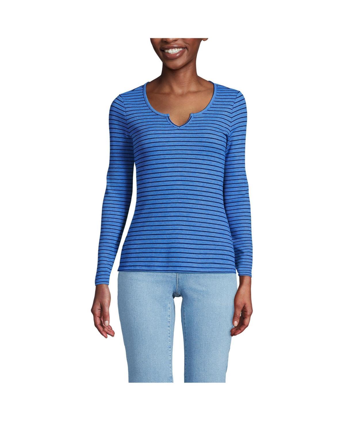 Womens Lands End Waffle Notch Neck Top Product Image