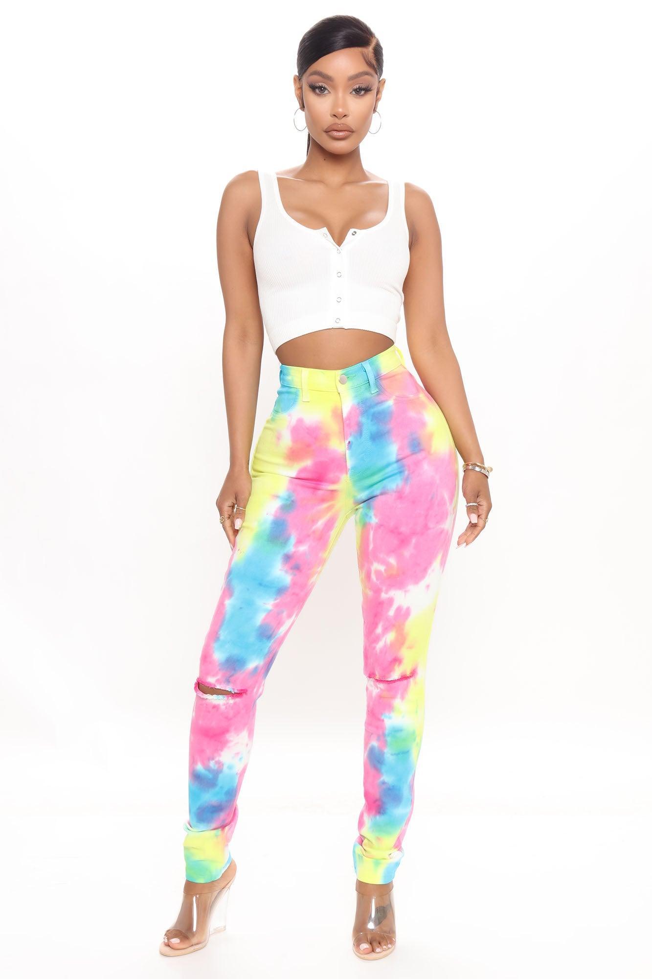 Stay Vibin' Tie Dye Skinny Jeans - Multi Color Product Image