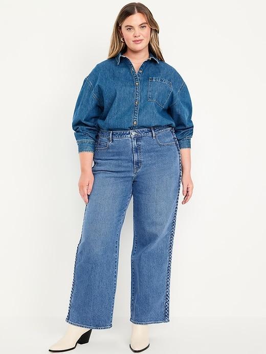 Extra High-Waisted Braided Wide-Leg Jeans Product Image