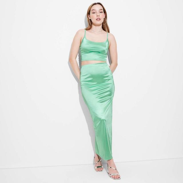 Womens High-Rise Shine Knit Maxi Skirt - Wild Fable Mint XXS Product Image