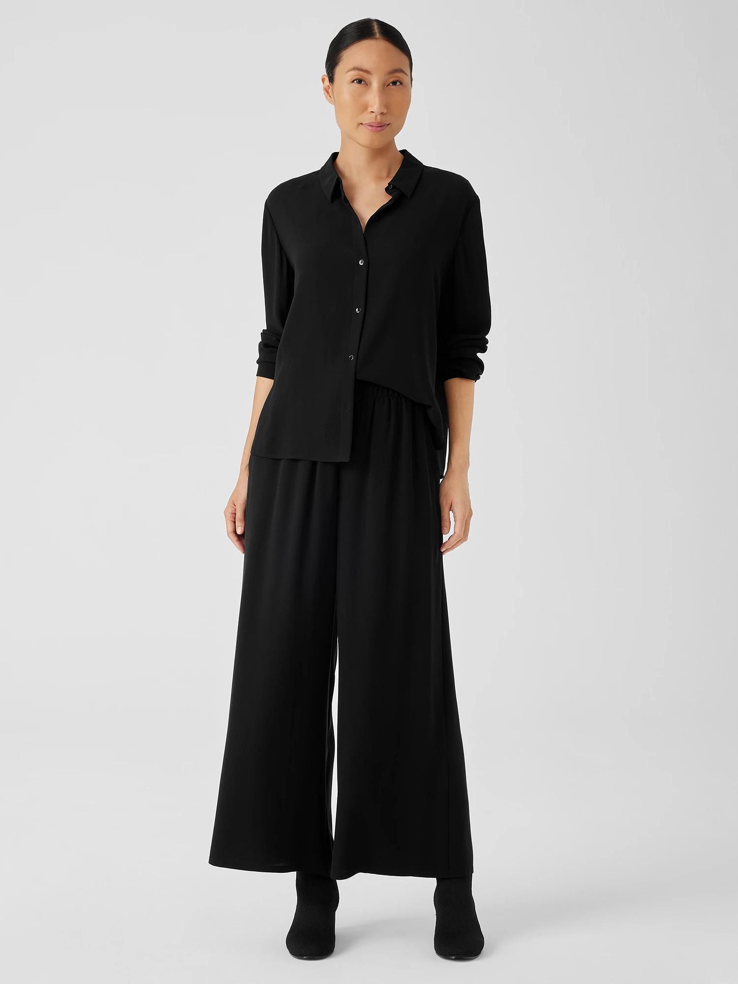 EILEEN FISHER Silk Georgette Crepe Wide-Leg Pantfemale product image