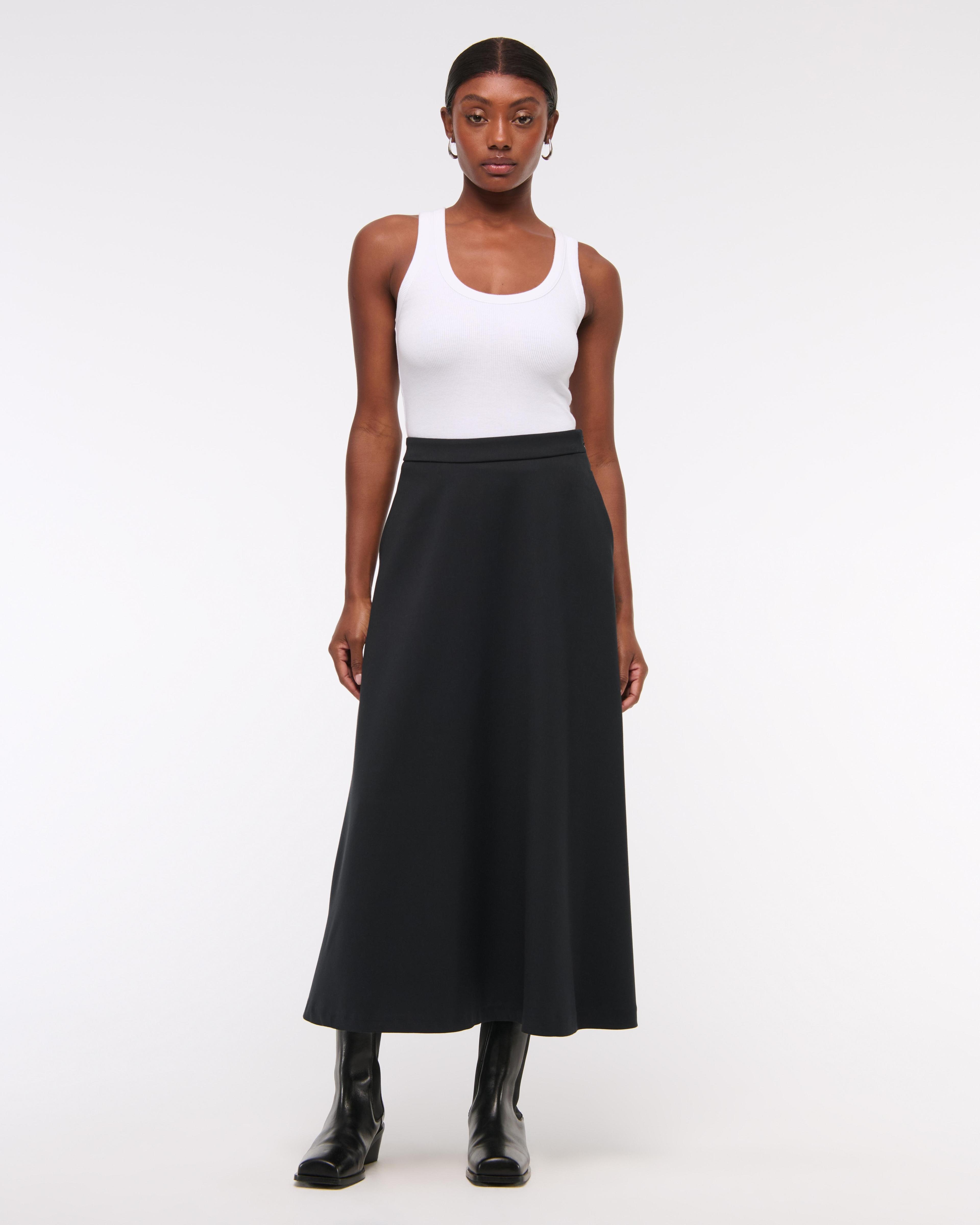 High Rise Circle-Cut Maxi Skirt Product Image