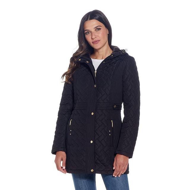 Womens Weathercast Hooded Quilted Walker Jacket with Plush Lined Hood Product Image