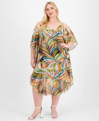 Plus Size Cold-Shoulder Chiffon A-Line Dress product image