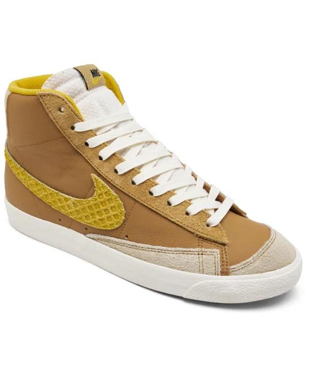 Men's Blazer Mid '77 Vintage Casual Sneakers From Finish Line In Wheat,vivid Sulfur Product Image