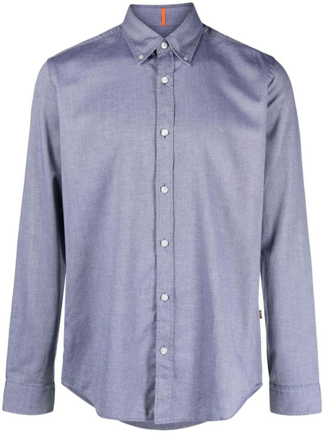 Pattern-jacquard Cotton Shirt In Blue Product Image