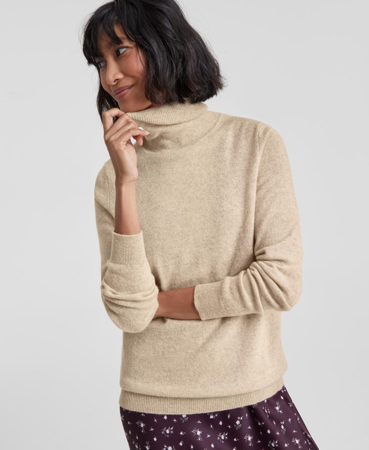 Charter Club 100% Cashmere Womens Turtleneck Sweater, Regular & Petites, Created for Macys Product Image