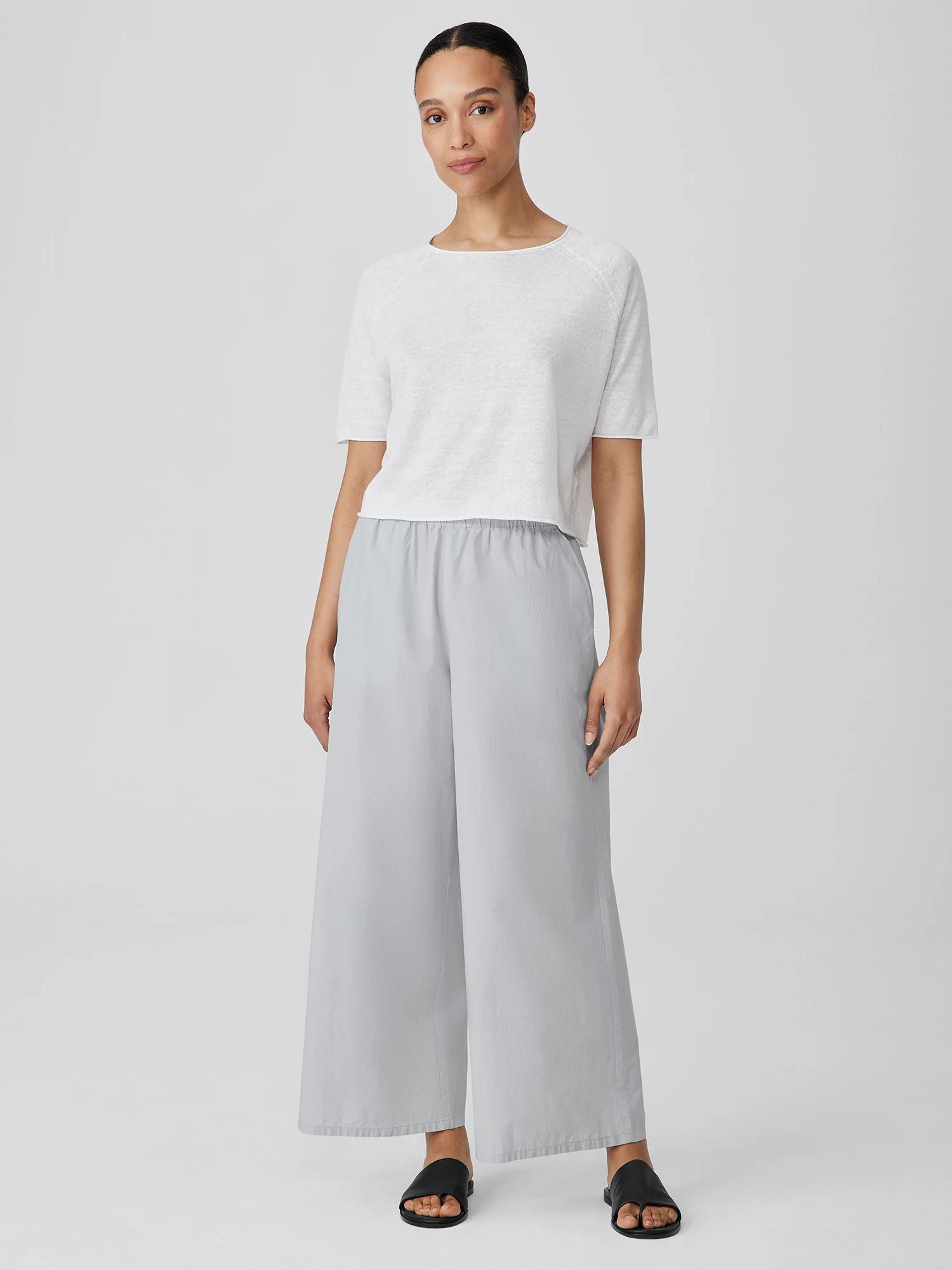 EILEEN FISHER Washed Organic Cotton Poplin Wide-Leg Pantfemale Product Image