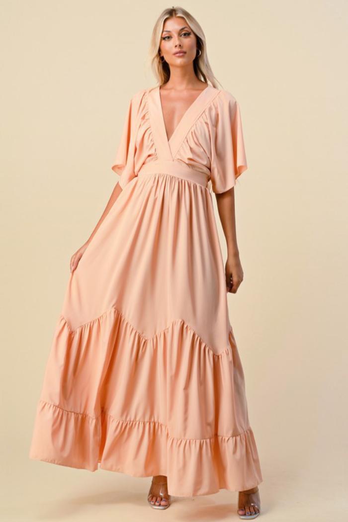 Womens peach boho maxi dress Female Product Image