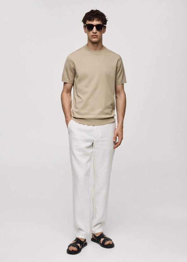 MANGO MAN - Fine-knit T-shirt beigeMen Product Image