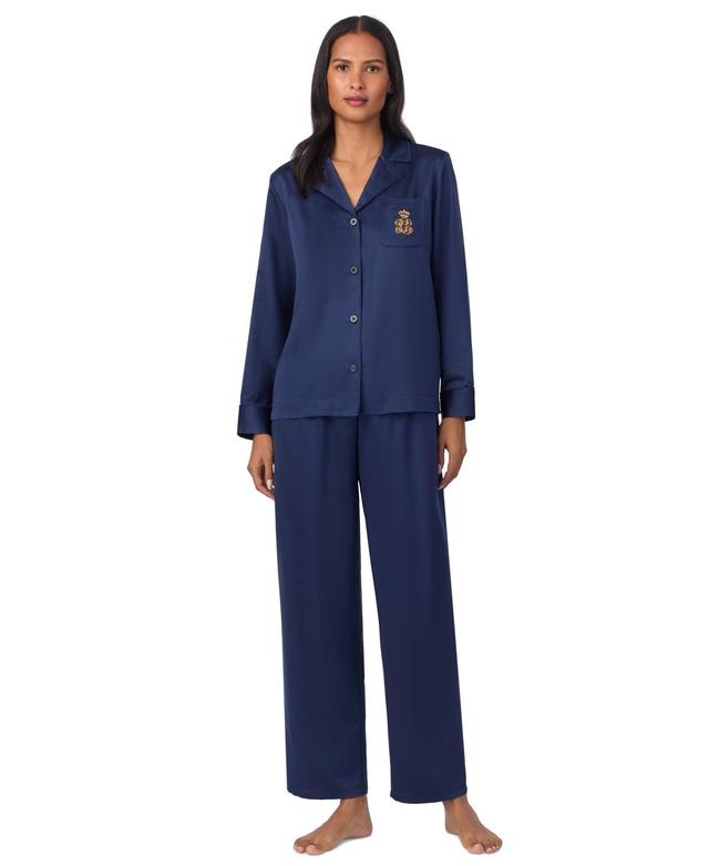 Lauren Ralph Lauren Womens Satin Notched-Collar Pajama Set Product Image