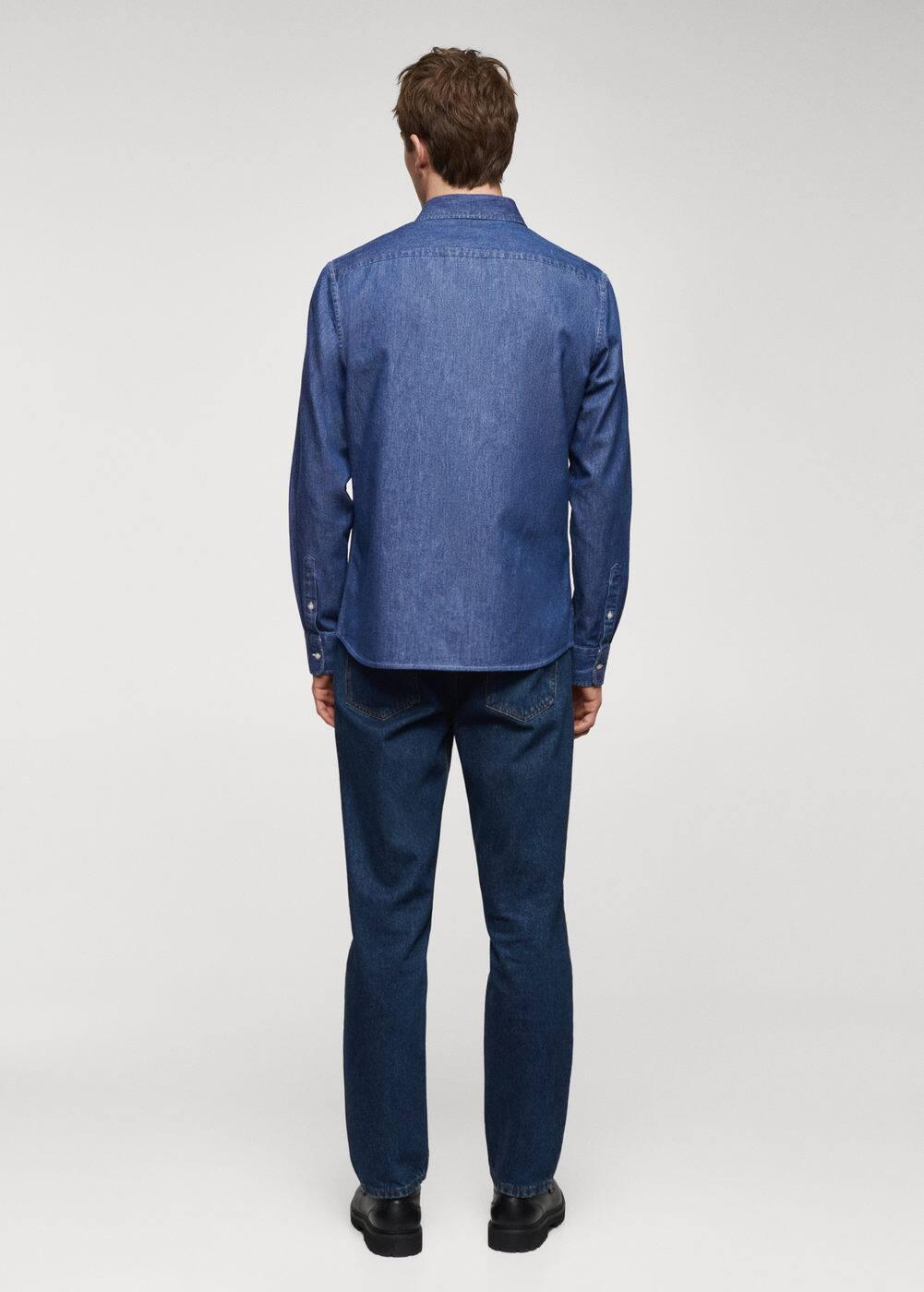 MANGO MAN - Denim overshirt with pockets medium blueMen Product Image