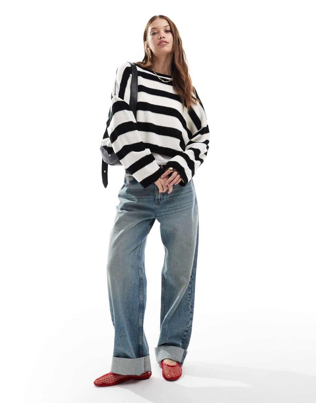 Miss Selfridge stripe slouchy sweater Product Image