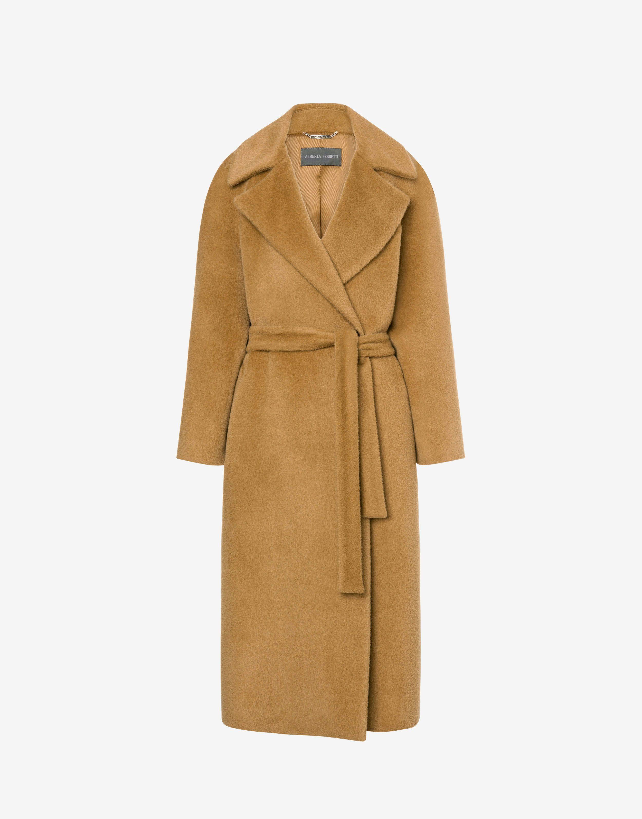 Alpaca coat with sash Product Image