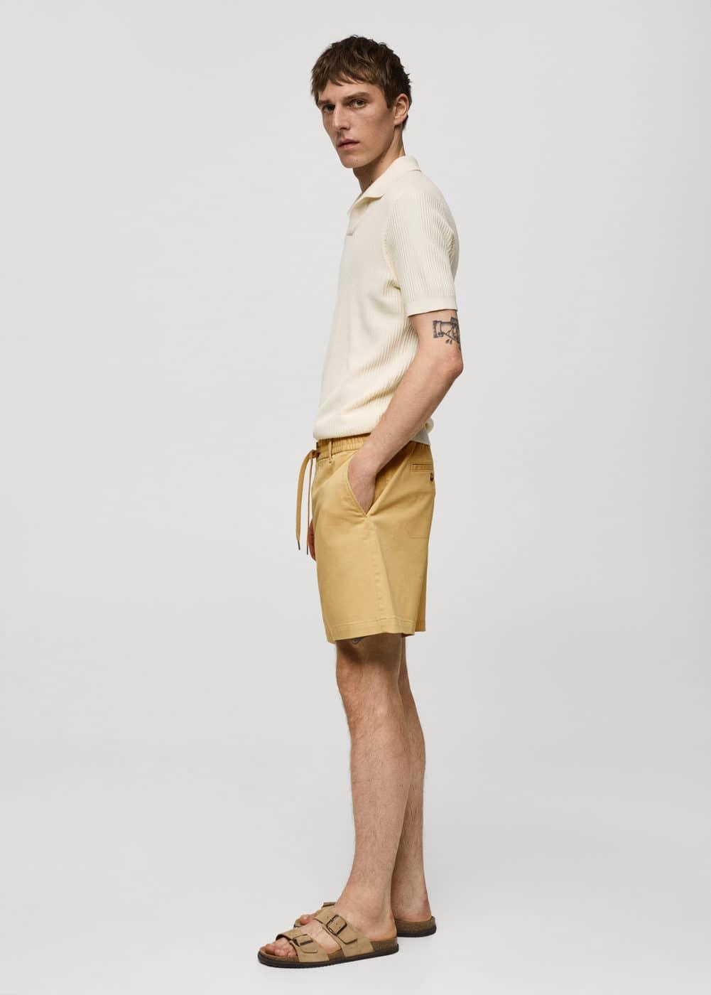 MANGO MAN - Cotton shorts with drawstring mustardMen Product Image