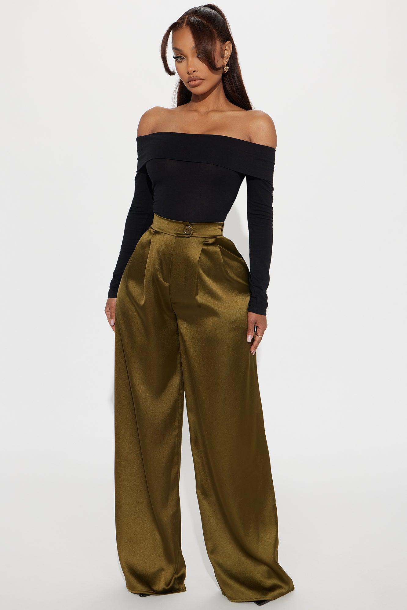 Tone It Down Satin Trouser - Olive product image