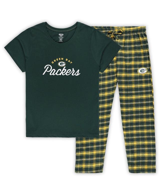 Womens Concepts Sport Bay Packers Plus Size Badge T-Shirt & Flannel Pants Sleep Set Product Image