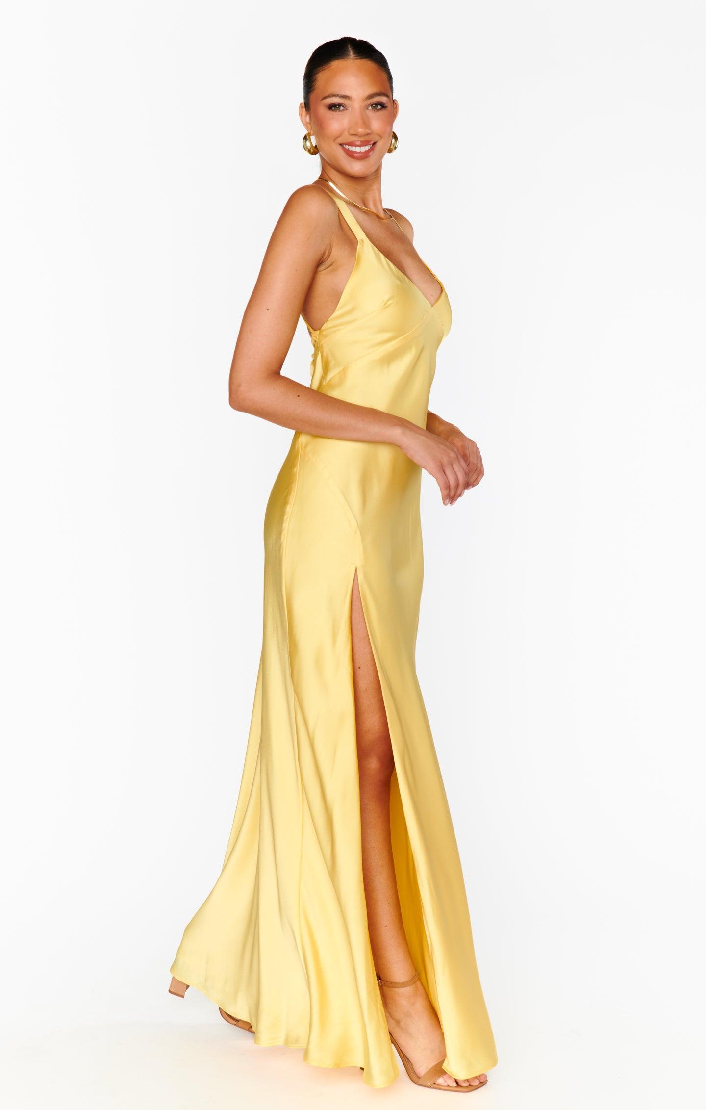 Anderson Maxi Dress ~ Yellow Luxe Satin Product Image