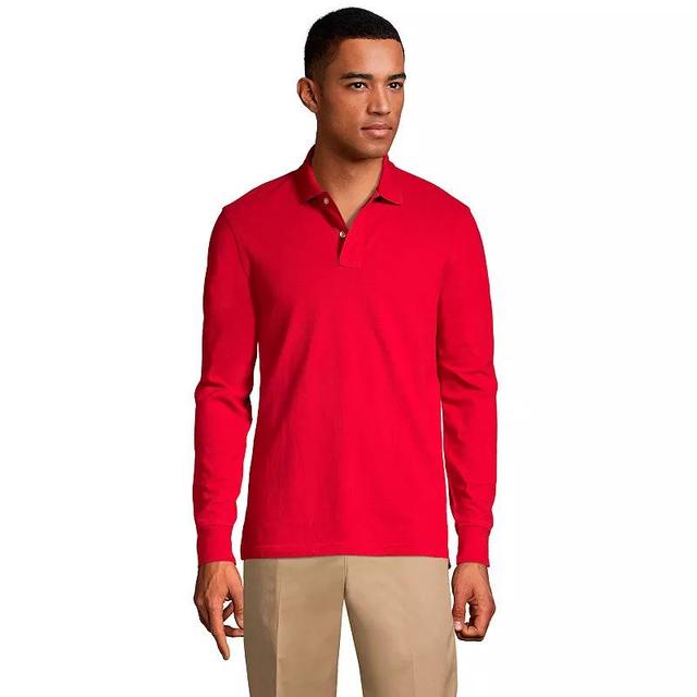 Lands End Mens School Uniform Long Sleeve Mesh Polo Shirt Product Image