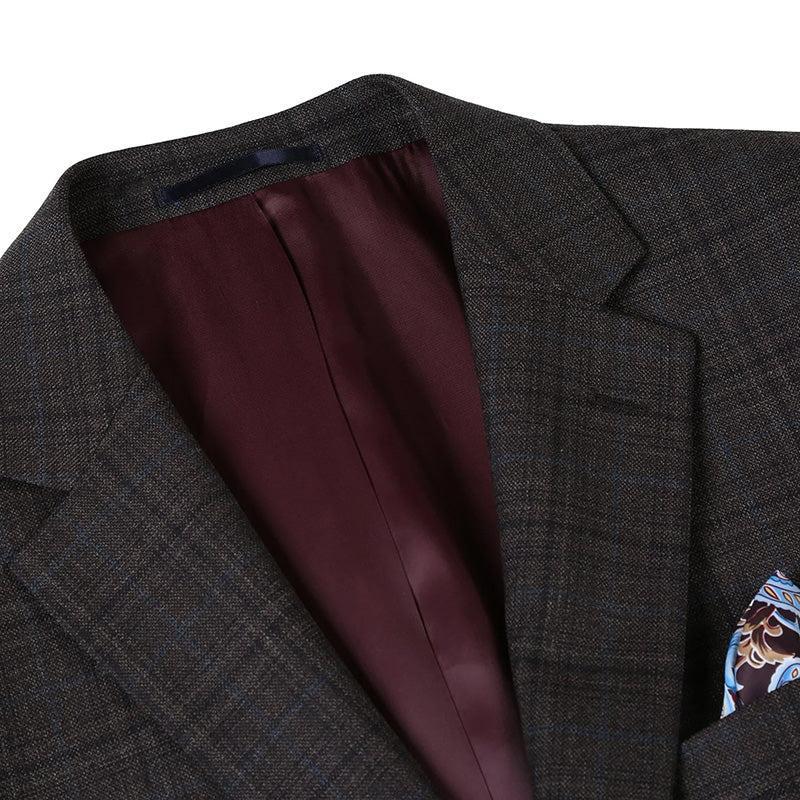 Wool Blend Regular Fit Checked Blazer in Brown Product Image