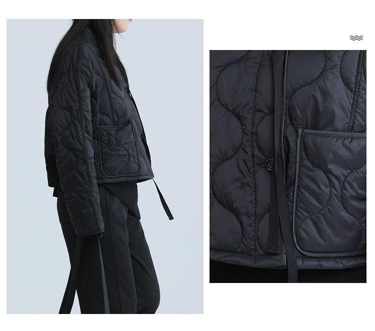 Plain Quilted Pocket Detail Single-Breasted Jacket Product Image