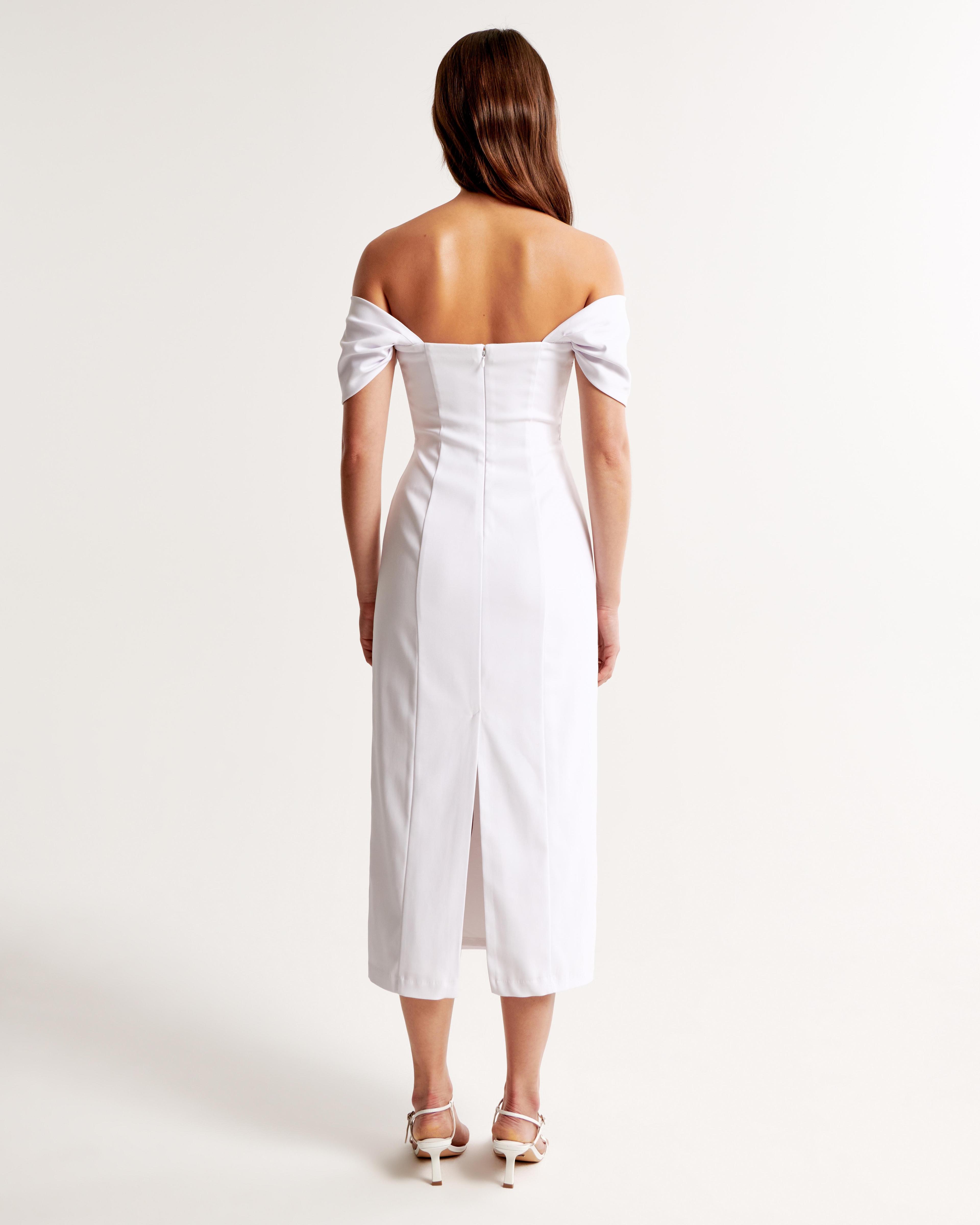 Clean Off-The-Shoulder Midi Dress Product Image