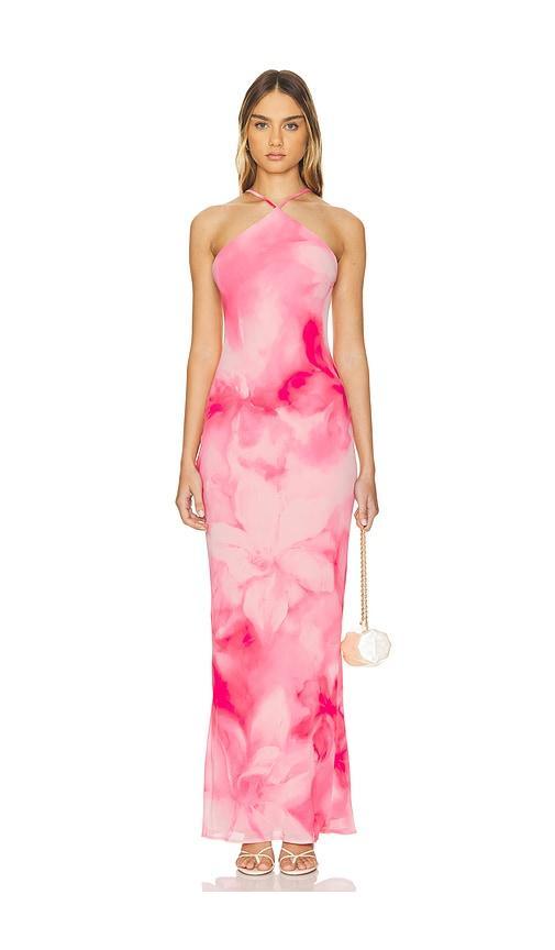 Lovers and Friends Kima Gown in Blur Floral Pink Product Image