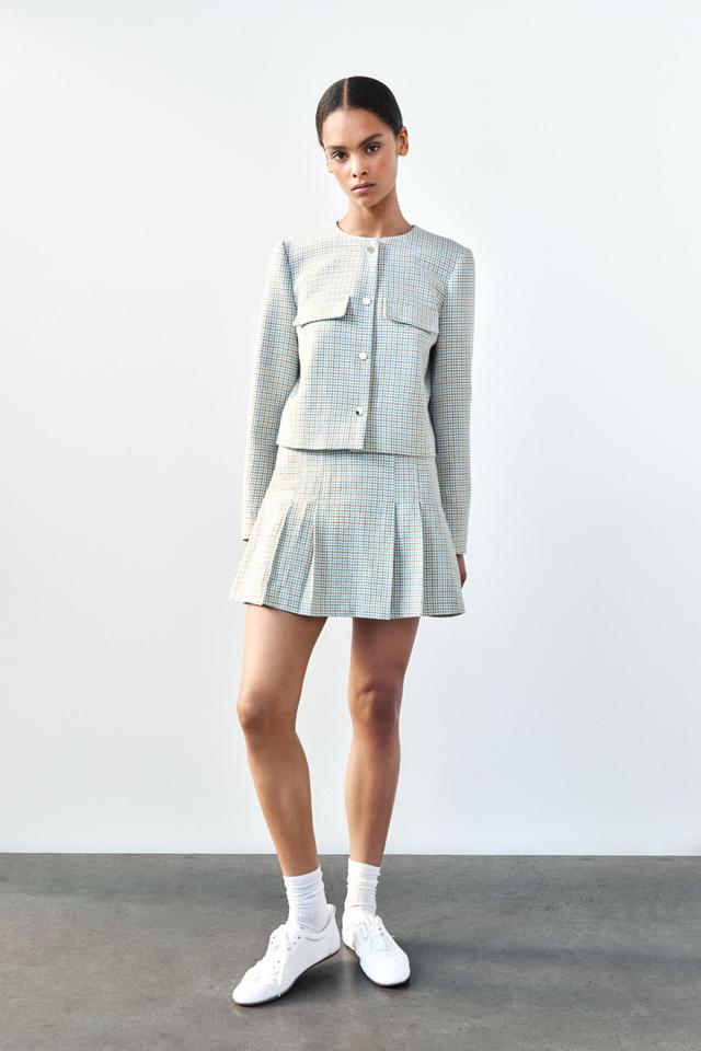 CHECKERED CROPPED BLAZER Product Image