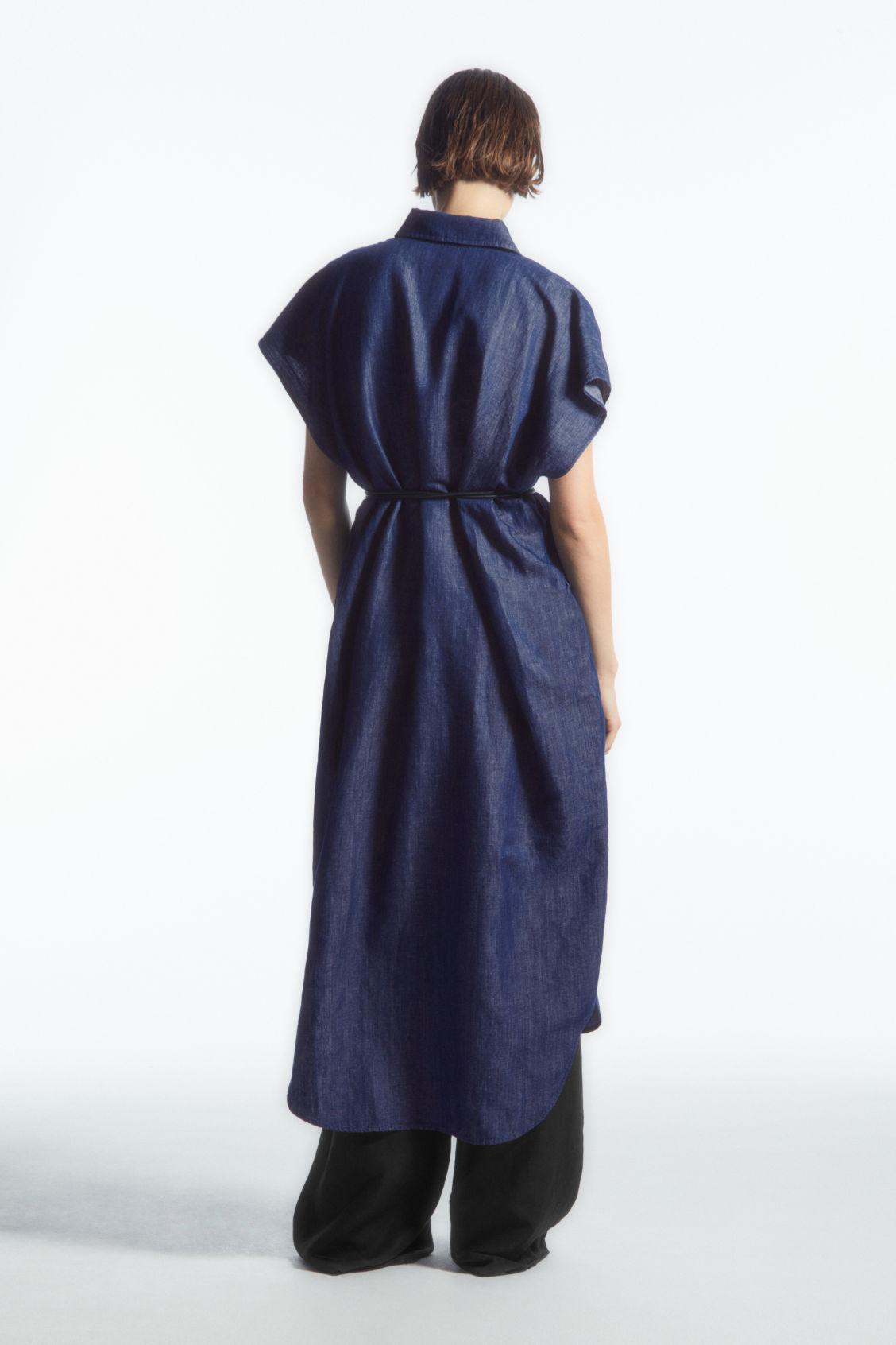 OVERSIZED DENIM MIDI SHIRT DRESS Product Image