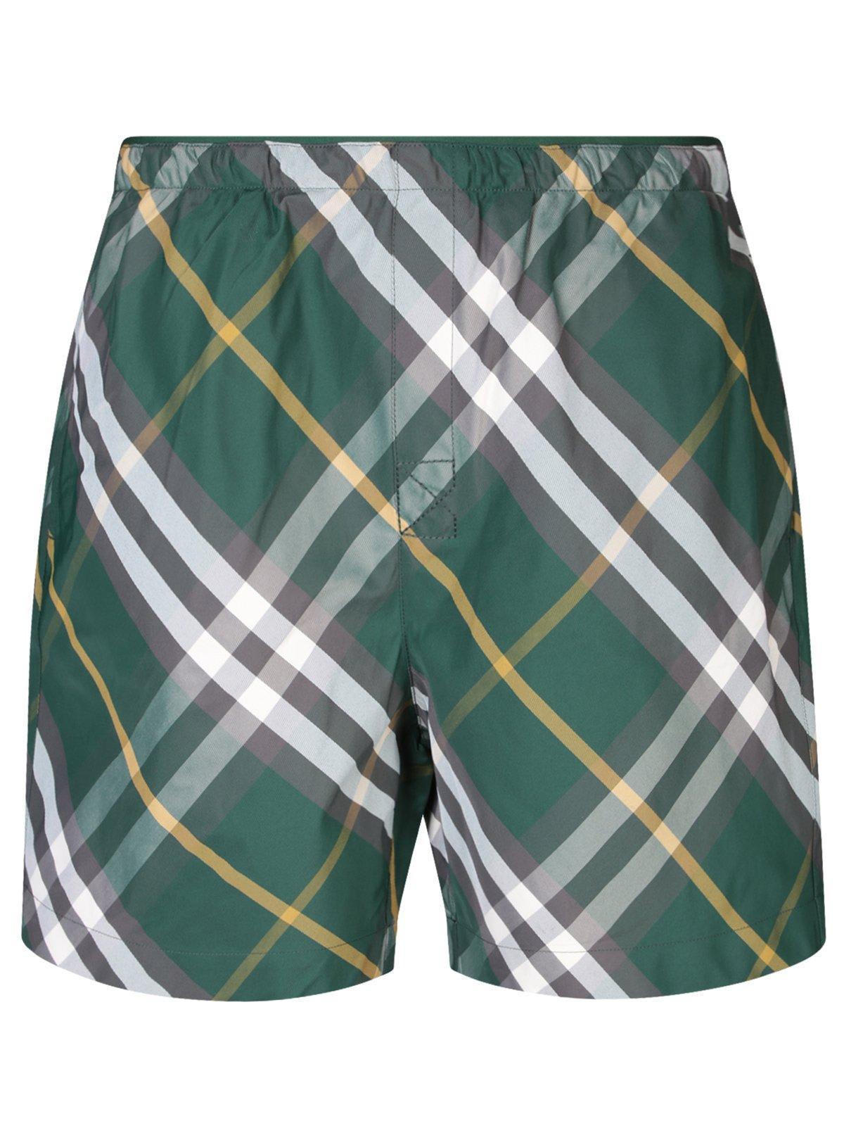 Checkered Twill Swim Shorts In Ivy Check Product Image