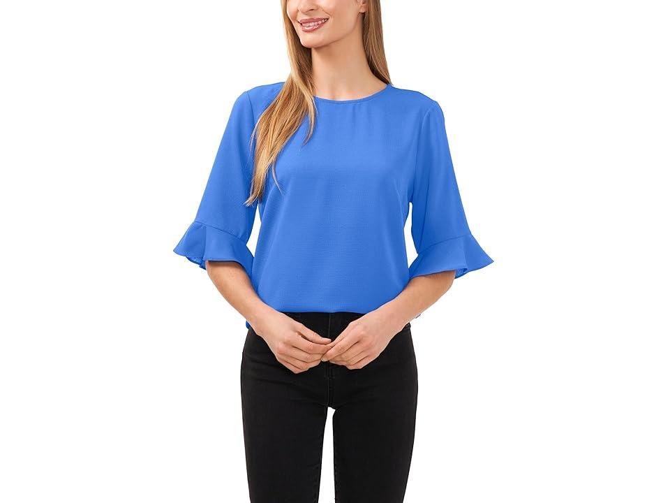 CeCe Womens Ruffled Cuff 3/4-Sleeve Crew Neck Blouse Product Image