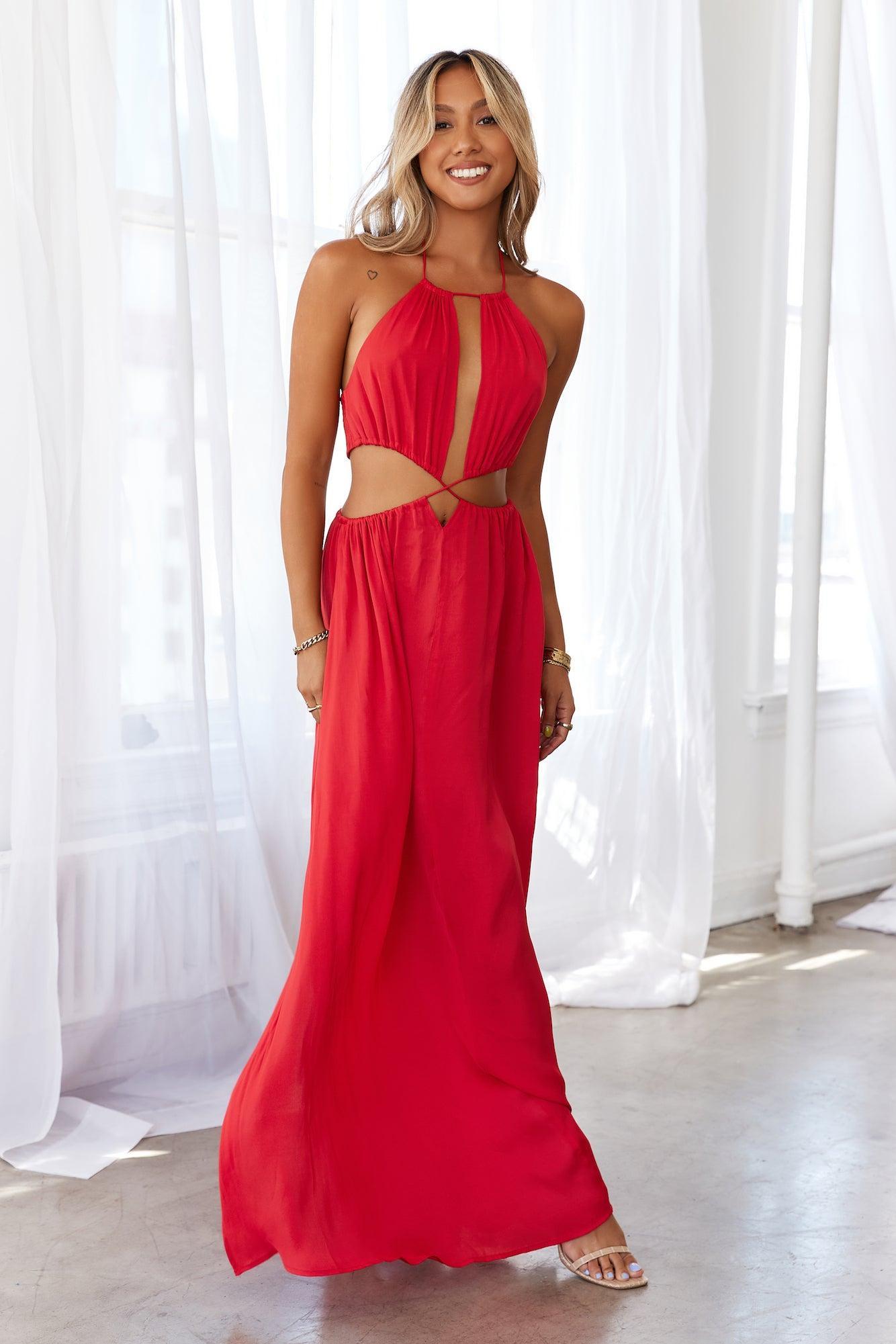 HELLO MOLLY Keep It Flowing Maxi Dress Red  Product Image