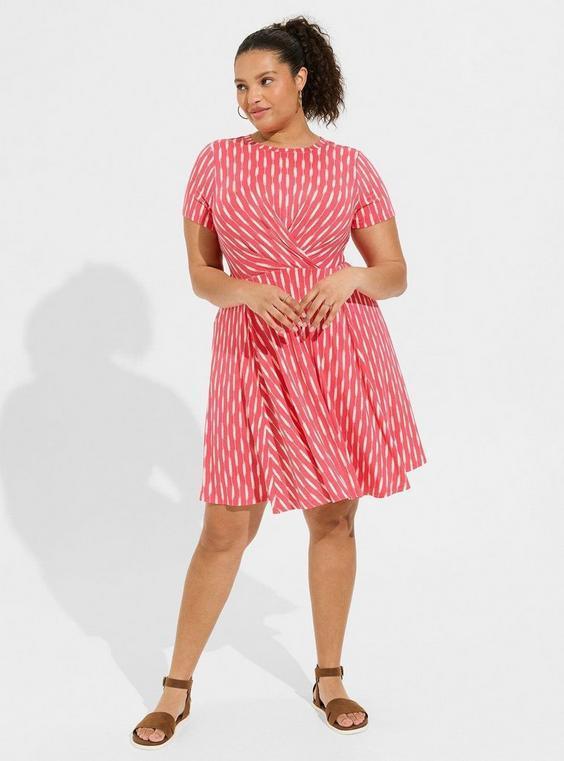 At The Knee Drape Front Skater Dress Product Image