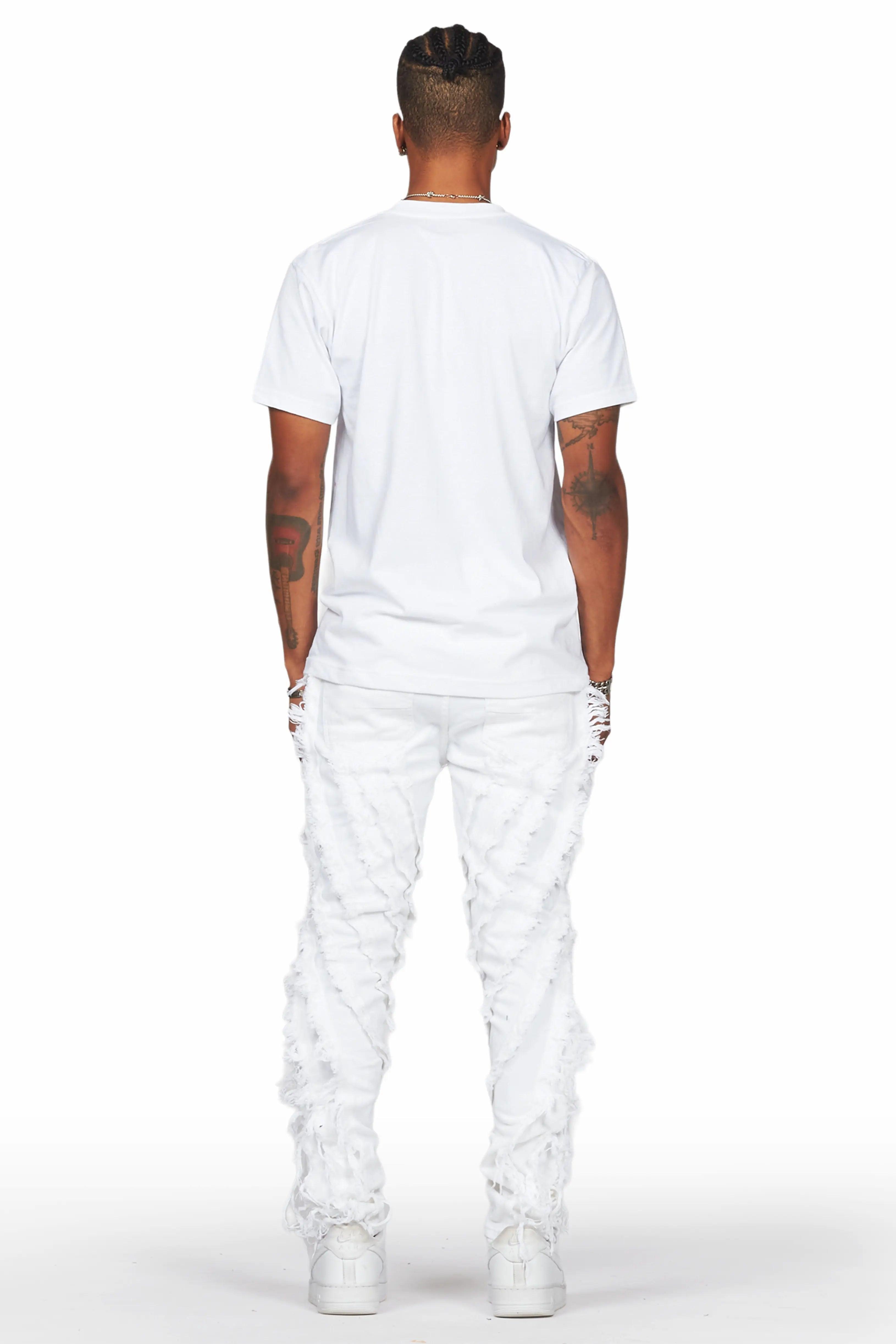 Achilles White Raw Edge Skinny Fit Jean Male Product Image