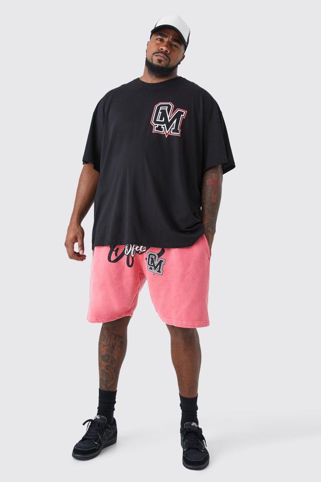 Plus Oversized Varisty T-shirt & Short Set | boohooMAN USA Product Image