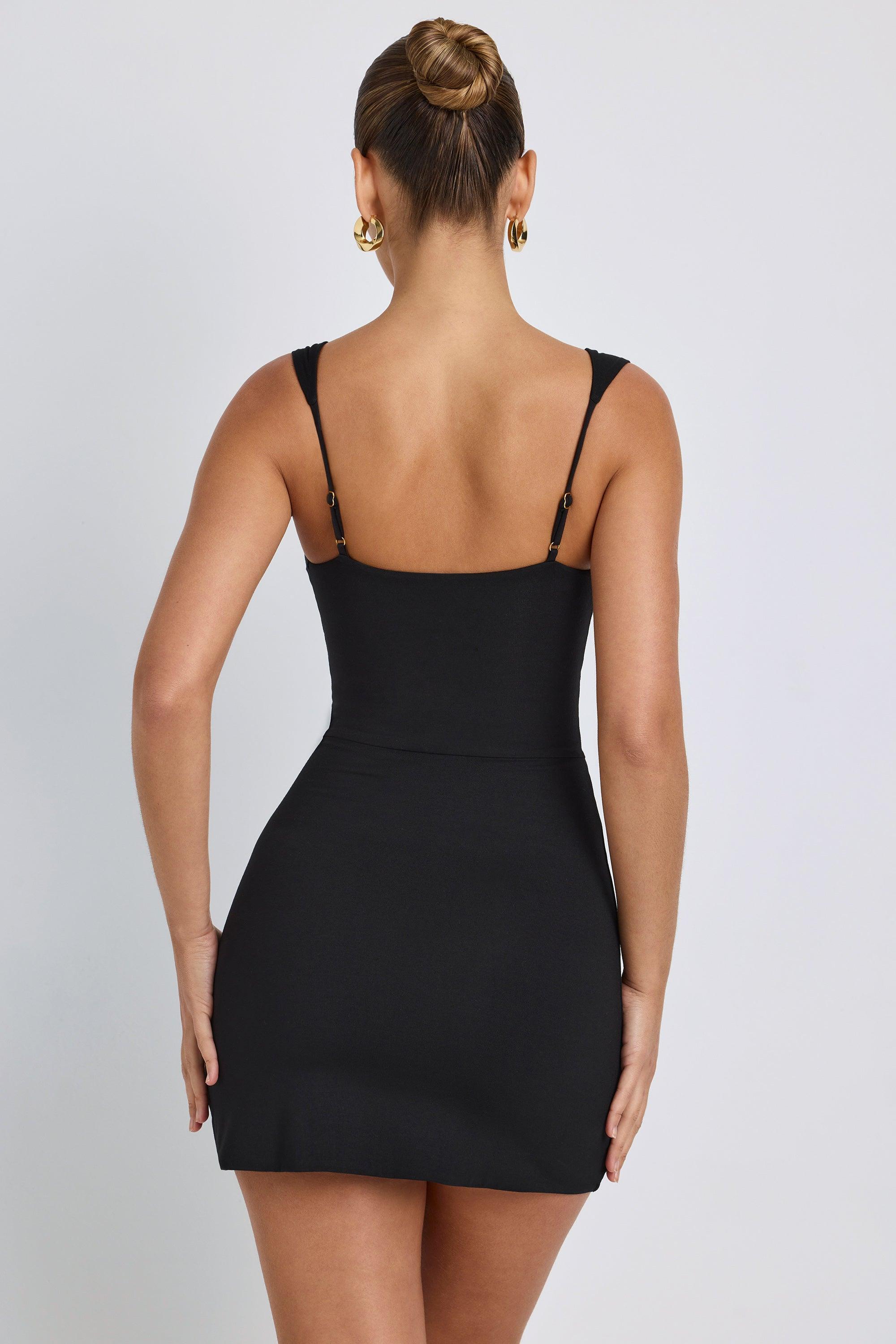 Modal Sweetheart Neckline A-Line Mini Dress in Black Product Image