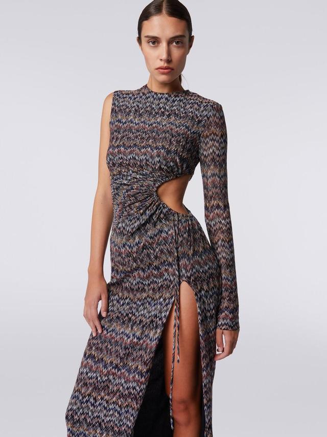 One-shoulder long dress with cut-out detail and slit Multicoloured | Missoni Product Image