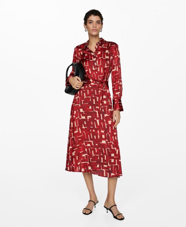 Mango Womens Printed Shirt Dress Product Image