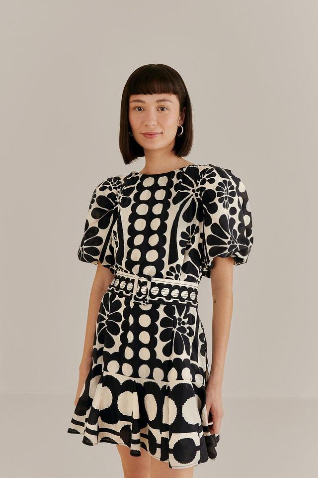 Black Palermo Puff Sleeve Mini Dress, PALERMO BLACK / XL Product Image