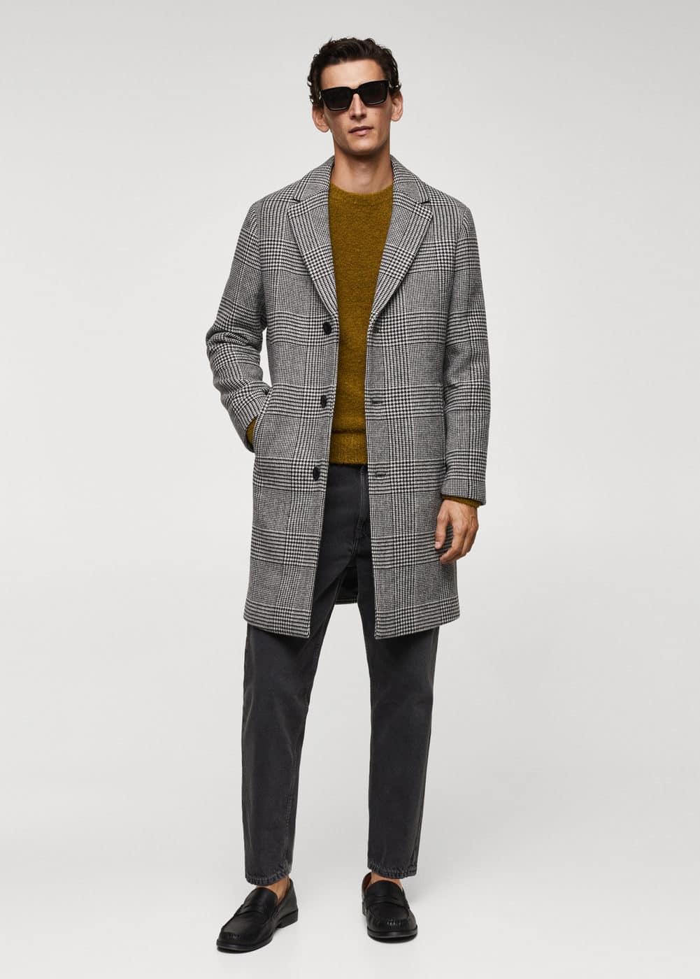 MANGO MAN - Prince of Wales checked wool coat blackMen Product Image